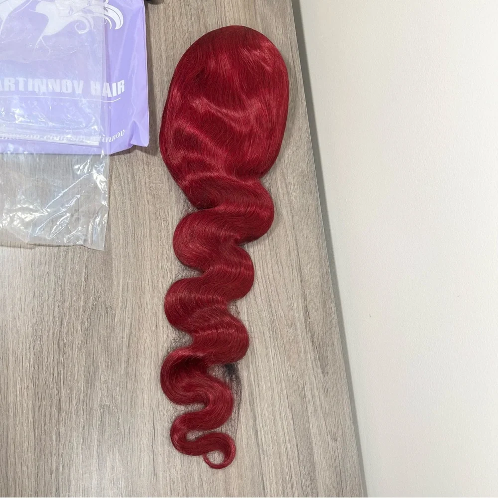 Burgundy Red 99J Human Hair Body Wave Lace Front 30 Inch Wig